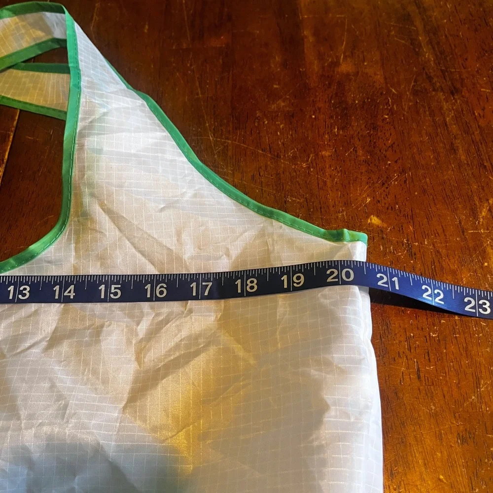 Tory Birch Sport Colorblock Ripstop Nylon Reusable Tote Bag Green White Navy